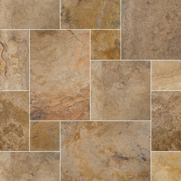 Tuscany Porcelain Pattern SAMPLE Tumbled Travertine Paver Kits